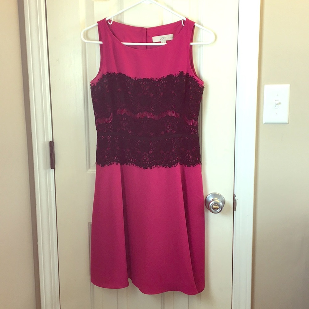 Pink and black lace dress